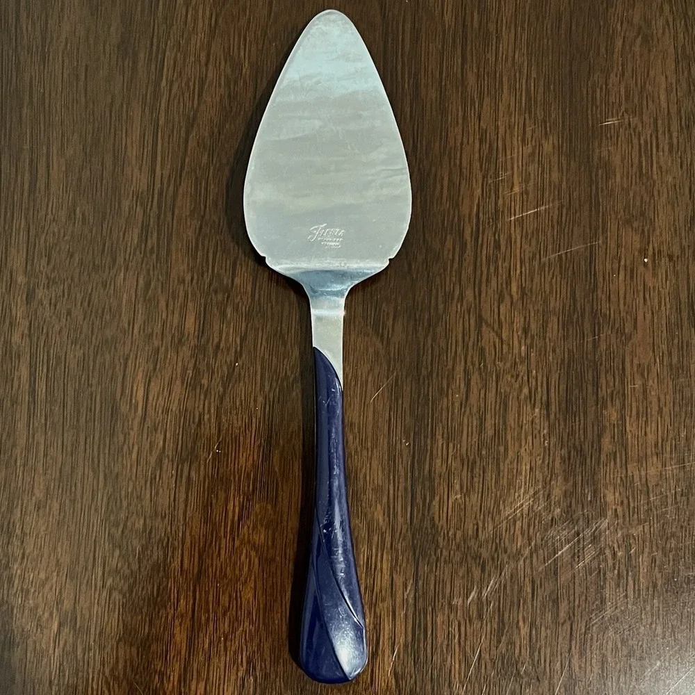 Fiesta Cake Pie Server Unisex OS Cobalt Blue Good Etched Dancing Lady Stainless